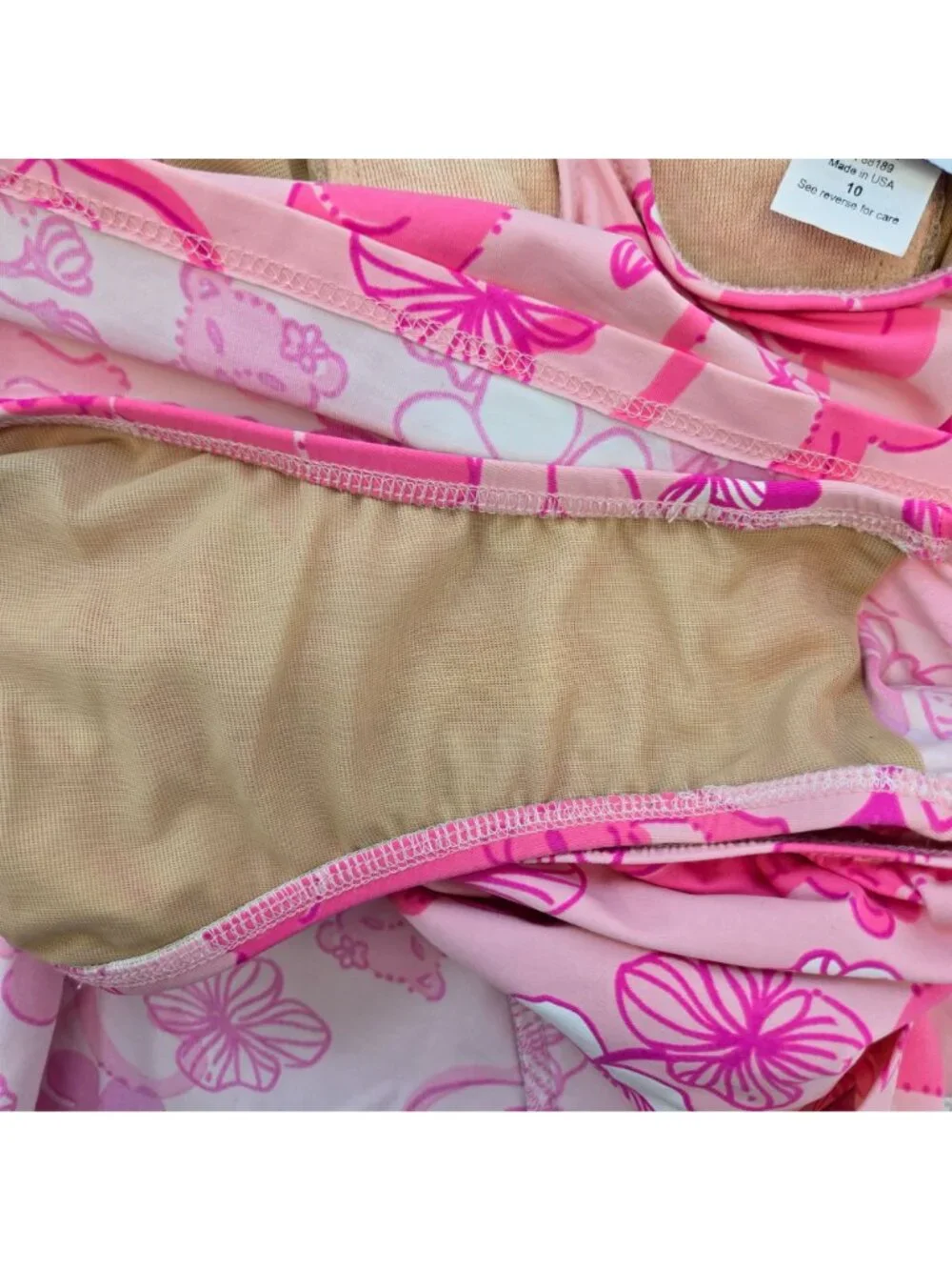 Lilly Pulitzer Grrranium Bermuda Pink Panther One Piece Swimsuit Dress Size 10